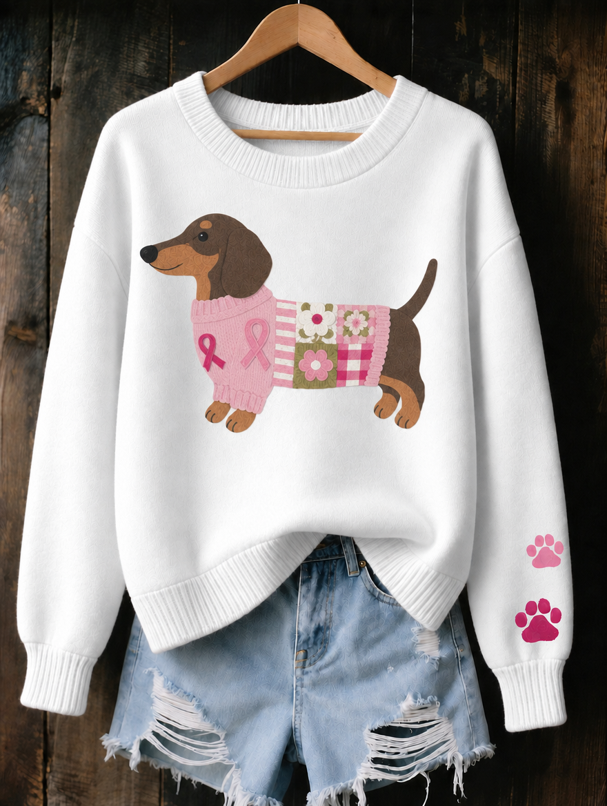 Myron Jumper in White with printed dachshund design