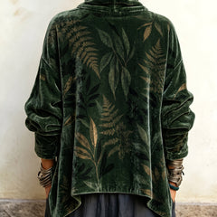 Chloe velvet fern tunic in forest green, back view
