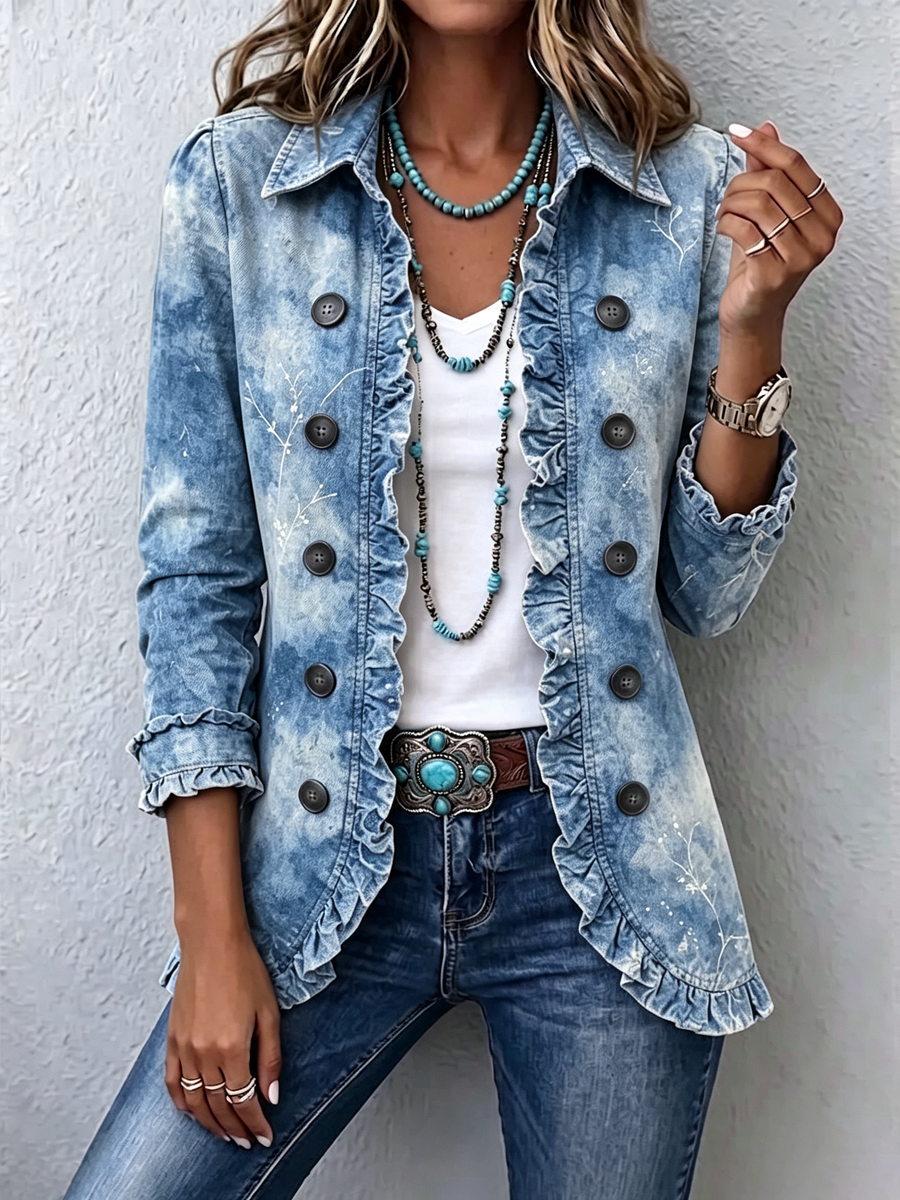Genoveva | Botanical Gradient Jacket with Ruffles