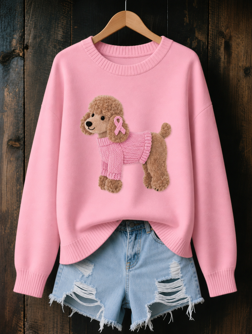 Polly Poodle Print Jumper in Pink