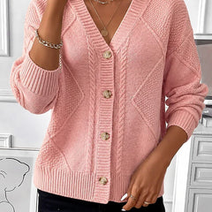 Joyce cable knit cardigan in Pink