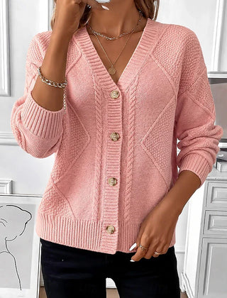 Joyce cable knit cardigan in Pink