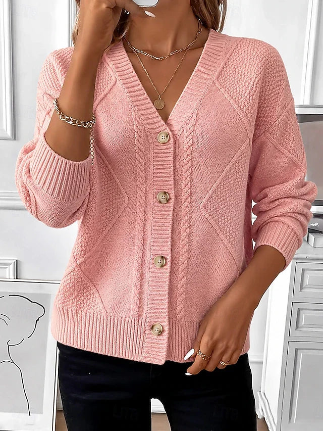 Joyce cable knit cardigan in Pink