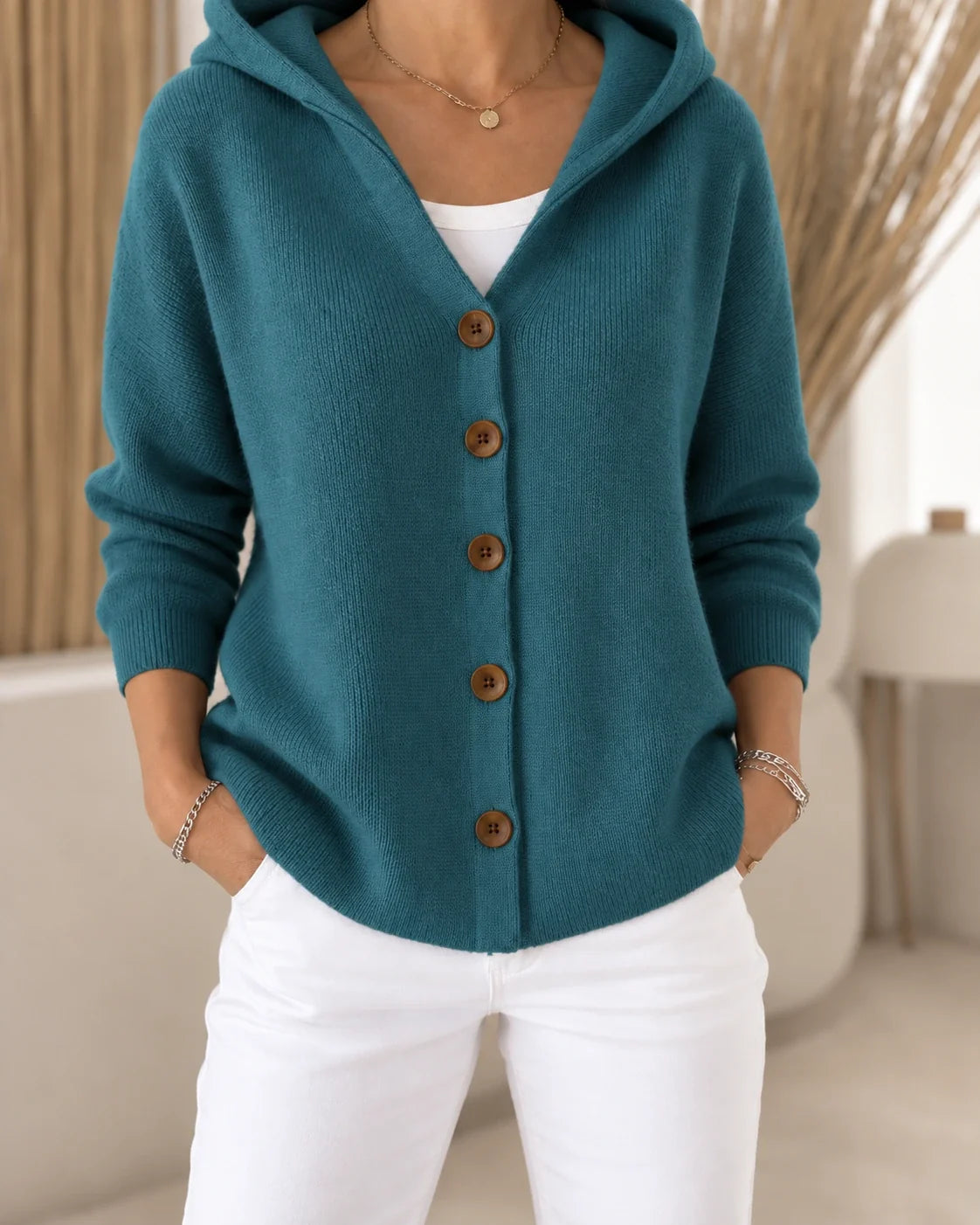 Teri | Hooded Button Cardigan