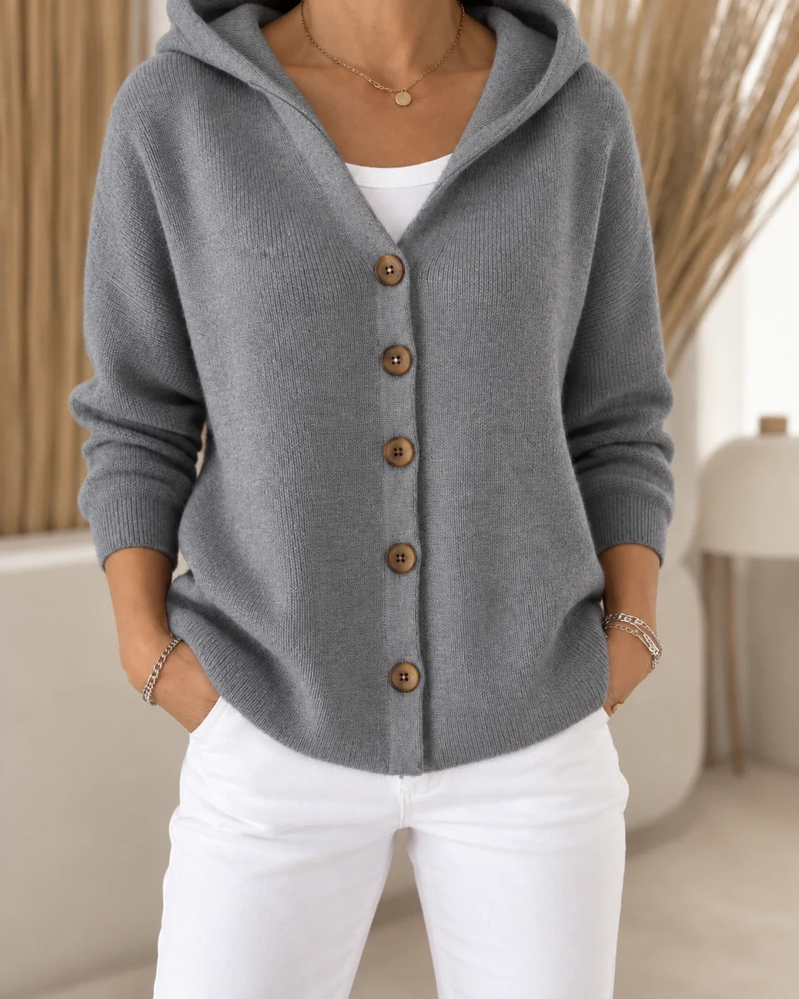 Teri | Hooded Button Cardigan
