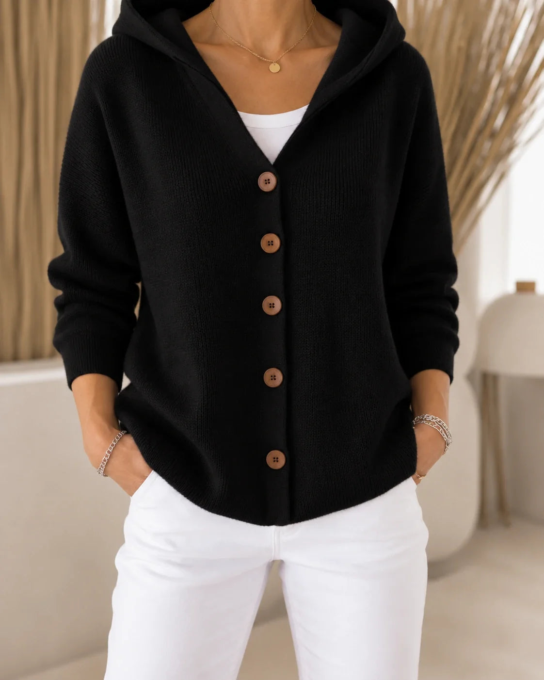 Teri | Hooded Button Cardigan