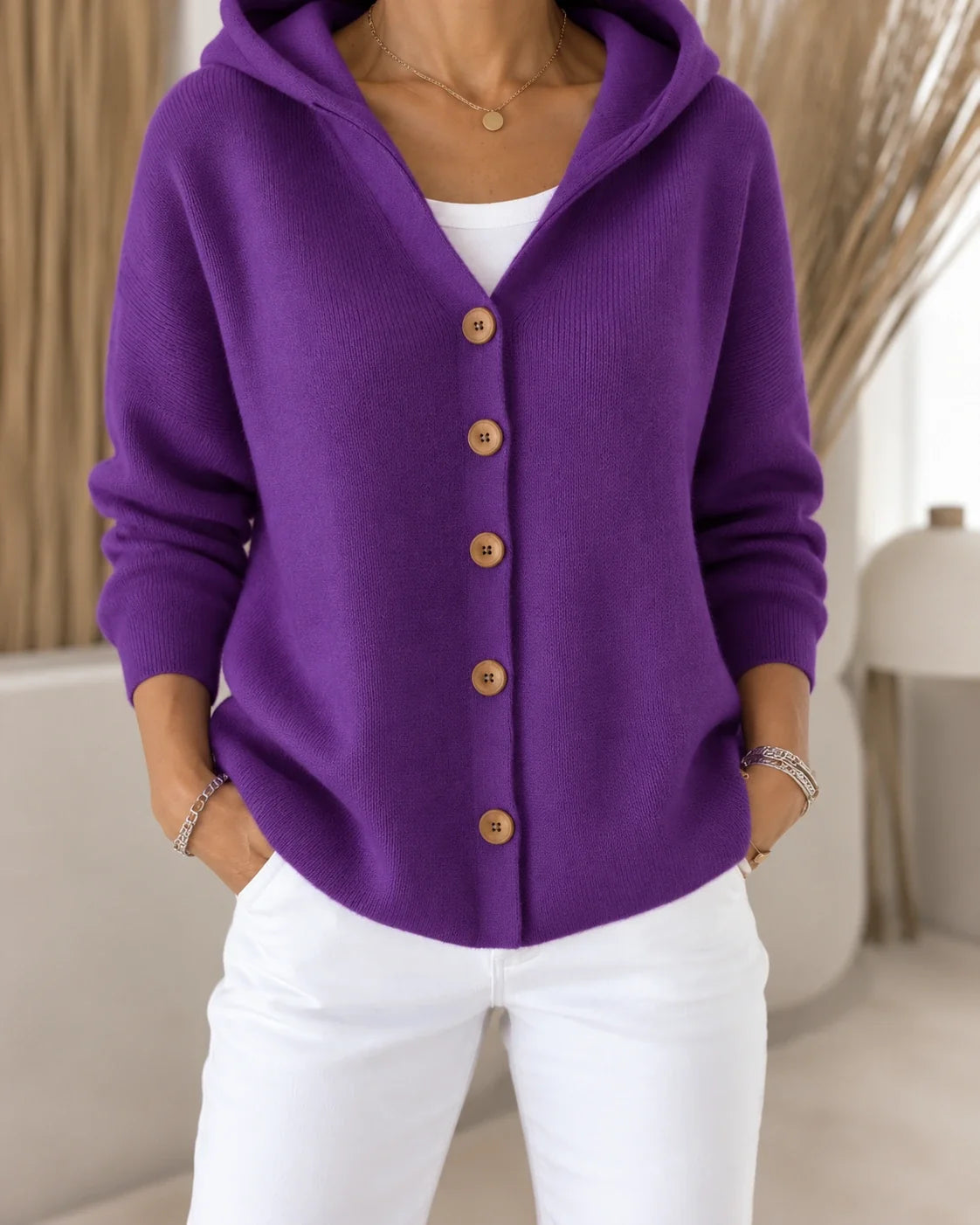 Teri | Hooded Button Cardigan