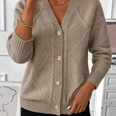 Joyce cable knit cardigan in Taupe