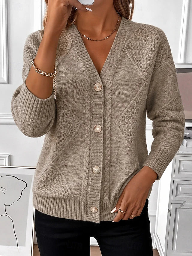 Joyce cable knit cardigan in Taupe