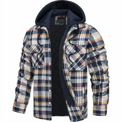 Clementine Cream Navy Plaid flannel jacket