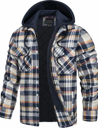 Clementine Cream Navy Plaid flannel jacket