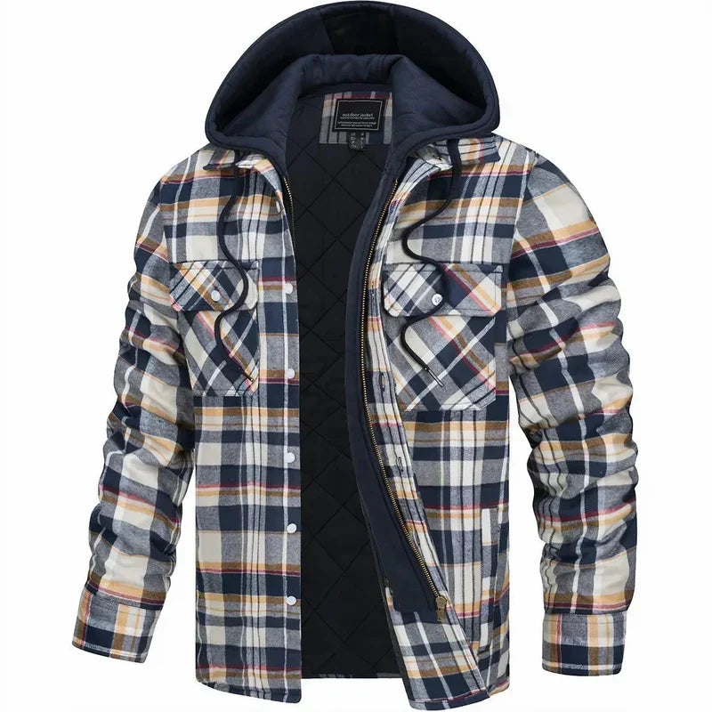 Clementine Cream Navy Plaid flannel jacket