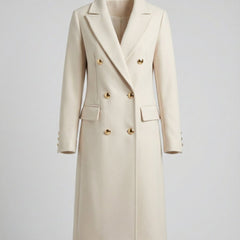 Emeline double breasted longline overcoat, styled and detail view