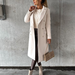 Emeline double breasted longline overcoat in Cream